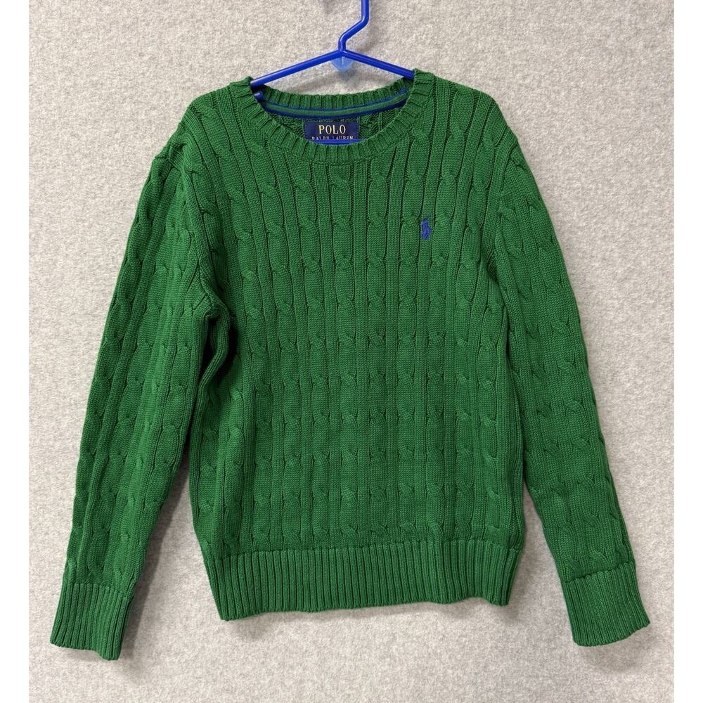 Polo Ralph Lauren Boys Cable-Knit Cotton Crew Neck Sweater Red Size 8 Small NWT